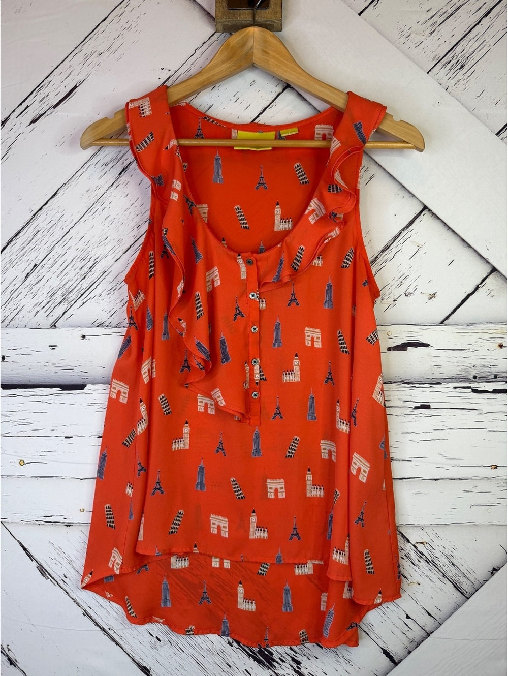 Anthropologie Maeve Aurelie Landmarks Fairycore Whimsy Blouse Paris Women S